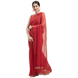 Buy Women's Chiffon Embellished Saree with Blouse Piece